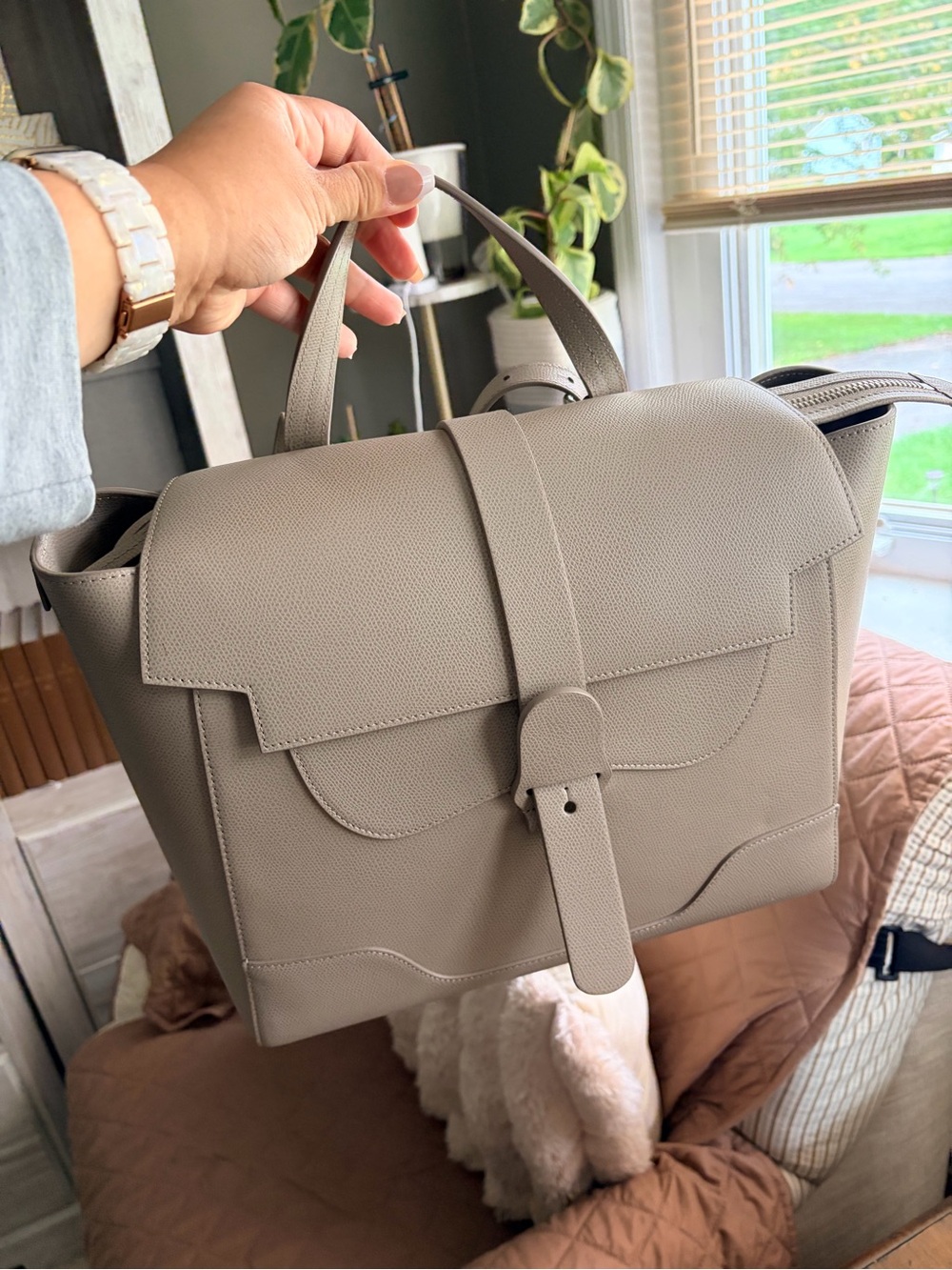 Senreve Maestra Large Leather Top-Handle Bag